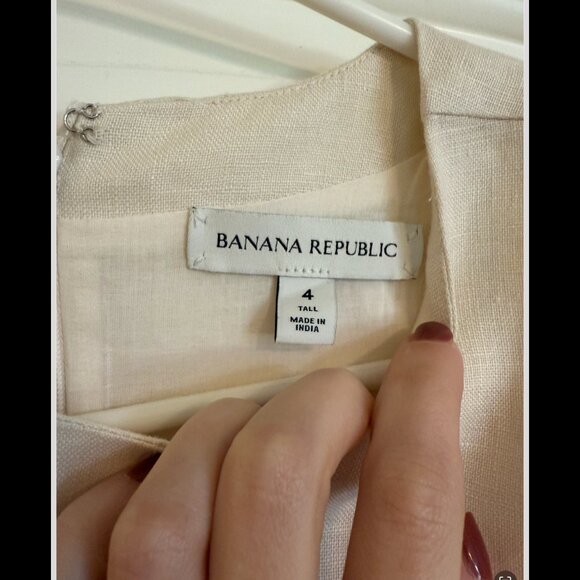 Banana Republic Linen Shift Dress in Transition Cream White | Size 4 Tall - Picture 6 of 6